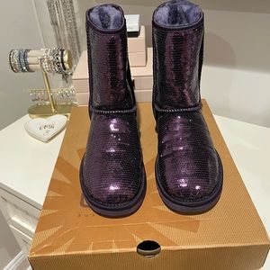 Ugg Size 8 Purple Sequin Classic Short